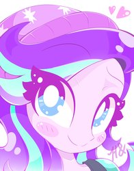 Size: 3218x4096 | Tagged: safe, artist:sohmasatori, starlight glimmer, human, equestria girls, equestria girls specials, g4, my little pony equestria girls: mirror magic, beanie, blushing, bust, clothes, cute, female, glimmerbetes, hat, heart, looking at you, portrait, simple background, smiling, solo, sweet dreams fuel, white background, white pupils