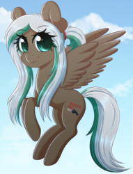 Size: 2438x3195 | Tagged: safe, artist:fluffymaiden, oc, oc only, oc:lynn, pegasus, pony, cloud, cute, female, gift art, high res, mare, ocbetes, sky, smiling, solo