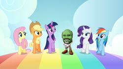 Size: 3600x2025 | Tagged: safe, artist:reichmaster, edit, edited screencap, screencap, applejack, fluttershy, pinkie pie, rainbow dash, rarity, twilight sparkle, alicorn, pony, g4, best friends until the end of time, chocolate, dr. phil, food, green m&m, high res, m&m's, mane six, shitposting, twilight sparkle (alicorn)