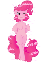 Size: 4000x5500 | Tagged: safe, artist:kiwiscribbles, pinkie pie, earth pony, pony, semi-anthro, g4, body pillow, body pillow design, female, heart eyes, one eye closed, solo, tongue out, wingding eyes, wink