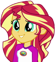 Size: 615x698 | Tagged: safe, artist:fella, sunset shimmer, equestria girls, g4, my little pony equestria girls: legend of everfree, camp everfree outfits, cute, female, looking at you, shimmerbetes, simple background, smiling, solo, transparent background