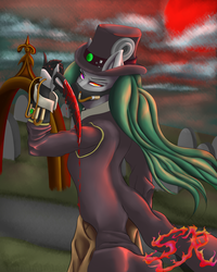 Size: 4800x6000 | Tagged: safe, artist:swiftriff, oc, oc only, anthro, absurd resolution, blood, knife, solo, steampunk