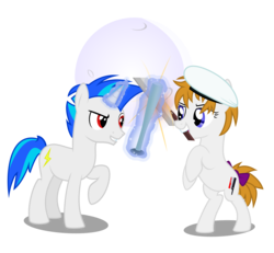 Size: 6499x6000 | Tagged: safe, artist:xenoneal, oc, oc only, oc:butcher knife, oc:windwhirl, earth pony, pony, unicorn, absurd resolution, bow, female, hat, magic, male, mare, moon, simple background, stallion, tail bow, transparent background, vector