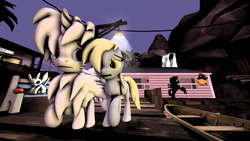 Size: 5000x2812 | Tagged: safe, artist:snowcat93, derpy hooves, oc, g4, 3d