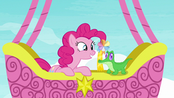 Size: 1280x720 | Tagged: safe, screencap, gummy, pinkie pie, pony, g4, my little pony: friendship is magic, not asking for trouble, hot air balloon, twinkling balloon