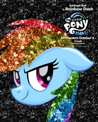 Size: 2000x2500 | Tagged: safe, rainbow dash, pony, g4, my little pony: the movie, official, ashleigh ball, female, high res, movie poster, my little pony logo, poster, solo