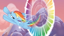 Size: 551x310 | Tagged: safe, rainbow dash, pony, g4, my little pony: the movie, female, solo, sonic rainboom