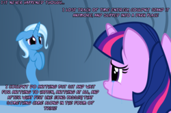 Size: 1048x690 | Tagged: safe, artist:navitaserussirus, trixie, twilight sparkle, genie, asktwixiegenies, g4, crying, female, floppy ears, lesbian, sad, ship:twixie, shipping