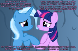 Size: 1048x691 | Tagged: safe, artist:navitaserussirus, trixie, twilight sparkle, genie, asktwixiegenies, g4, crying, female, lesbian, sad, ship:twixie, shipping