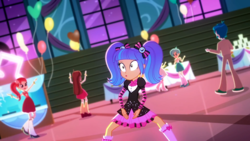 Size: 1920x1080 | Tagged: safe, screencap, pixel pizazz, rose heart, tennis match, thunderbass, velvet sky, a photo booth story, eqg summertime shorts, equestria girls, g4, background human, dancing, fall formal outfits, meme origin, party in the comments, pixel pizazz's haka