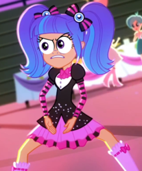 Size: 644x776 | Tagged: safe, edit, edited screencap, screencap, pixel pizazz, a photo booth story, equestria girls, g4, my little pony equestria girls: summertime shorts, background human, cropped, crossing the memes, meme, pixel pizazz's haka, special eyes