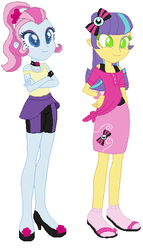 Size: 330x577 | Tagged: safe, artist:iheartponiez, pixel pizazz, violet blurr, equestria girls, g4