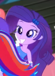 Size: 268x372 | Tagged: safe, screencap, rainbow dash, rarity, a photo booth story, equestria girls, g4, my little pony equestria girls: summertime shorts, cropped, grin, happiness, happy, smiling