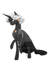 Size: 600x852 | Tagged: safe, artist:basykail, oc, oc only, oc:aerye, pony, unicorn, clothes, dress, female, jewelry, mare, necklace, obtrusive watermark, pearl necklace, simple background, solo, transparent background, watermark