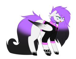 Size: 1870x1440 | Tagged: safe, artist:despotshy, oc, oc only, oc:lunar, pegasus, pony, choker, clothes, female, mare, simple background, solo, spiked choker, spiked wristband, tongue out, transparent background, wristband