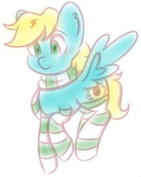 Size: 670x839 | Tagged: safe, artist:flaminbunny, derpibooru exclusive, oc, oc only, oc:autumn breeze, pegasus, pony, blushing, clothes, flying, scarf, simple background, socks, striped socks, white background