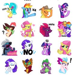 Size: 652x662 | Tagged: safe, applejack, capper dapperpaws, captain celaeno, fluttershy, grubber, pinkie pie, princess skystar, queen novo, rainbow dash, rarity, spike, tempest shadow, twilight sparkle, abyssinian, alicorn, cat, dragon, earth pony, pegasus, pony, seapony (g4), unicorn, anthro, g4, my little pony: the movie, official, !!!, angry, anthro with ponies, broken horn, bust, chest fluff, exclamation point, facebook, female, group hug, heart, horn, hug, looking at you, male, mane seven, mane six, mare, no, portrait, shrug, shrugpony, sticker, twilight sparkle (alicorn)