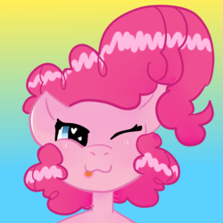 Size: 2000x2000 | Tagged: safe, artist:kiwiscribbles, pinkie pie, g4, cute, female, heart eyes, high res, icon, solo, tongue out, wingding eyes