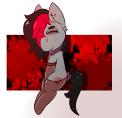 Size: 922x887 | Tagged: safe, artist:lazerblues, oc, oc only, oc:miss eri, black and red mane, clothes, collar, ear piercing, pantyhose, piercing, solo, two toned mane