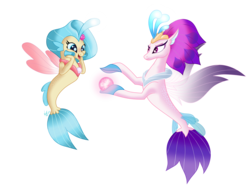 Size: 3000x2290 | Tagged: safe, artist:nightpaint12, princess skystar, queen novo, seapony (g4), g4, my little pony: the movie, cute, duo, female, high res, mother and daughter, orb, simple background, skyabetes, transparent background, vector