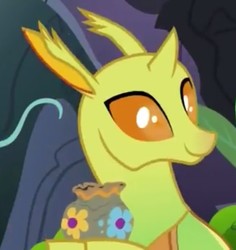 Size: 680x720 | Tagged: safe, screencap, clypeus, changedling, changeling, g4, to change a changeling, background changeling, cropped, cute, cuteling, horn, male, pot, smiling, solo