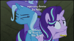 Size: 445x250 | Tagged: safe, screencap, starlight glimmer, trixie, pony, unicorn, g4, to change a changeling, animated, bag, bagged, discovery family logo, female, gif, magic, mare