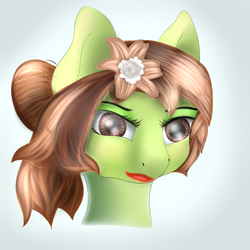 Size: 4500x4500 | Tagged: safe, artist:lakunae, oc, oc only, oc:oil drop, earth pony, pony, absurd resolution, blushing, commission, cute, eyeliner, eyeshadow, face, female, lipstick, makeup, mare, smiling, solo