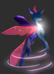 Size: 2353x3200 | Tagged: safe, artist:hazardous-jackdawze, pharynx, changedling, changeling, g4, to change a changeling, flying, glowing, high res, male, prince pharynx, solo