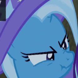 Size: 512x512 | Tagged: safe, screencap, trixie, pony, g4, season 7, to change a changeling, :t, angry, animated, female, frown, gif, glare, meme, nose wrinkle, scrunchy face, solo, vibrating, x intensifies