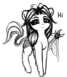 Size: 686x789 | Tagged: safe, artist:limchph2, oc, oc only, demon, demon pony, pony, black and white, grayscale, monochrome, sketch, solo