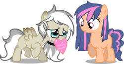 Size: 3134x1633 | Tagged: safe, artist:zacatron94, oc, oc only, oc:artistic treasure, oc:pearl streak, pony, female, lesbian, parent:oc:blank novel, parent:oc:captain white, parents:oc x oc, parents:whitenovel