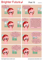 Size: 5656x8000 | Tagged: safe, artist:waveywaves, oc, oc only, oc:ruby rey, pony, comic:brighter future, absurd resolution, comic, disguise, speech bubble, vector
