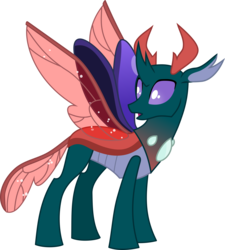 Size: 2067x2295 | Tagged: safe, artist:frownfactory, pharynx, changedling, changeling, g4, to change a changeling, .svg available, antlers, green coat, high res, horn, male, prince pharynx, purple eyes, red wings, simple background, solo, svg, transparent background, transparent wings, vector, wings