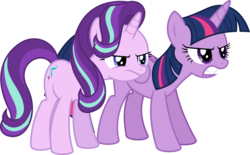 Size: 10349x6400 | Tagged: safe, artist:parclytaxel, starlight glimmer, twilight sparkle, alicorn, pony, unicorn, g4, the times they are a changeling, .svg available, absurd resolution, angry, duo, duo female, female, gritted teeth, mare, simple background, transparent background, twilight sparkle (alicorn), vector