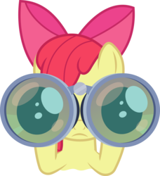 Size: 6874x7527 | Tagged: safe, artist:fruft, apple bloom, earth pony, pony, g4, hard to say anything, absurd resolution, binoculars, female, simple background, solo, transparent background, vector