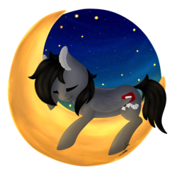 Size: 2000x2000 | Tagged: safe, artist:minetane, oc, oc only, oc:thatbronyguy, pegasus, pony, high res, moon, simple background, sleeping, sleeping on moon, solo, tangible heavenly object, transparent background, ych result