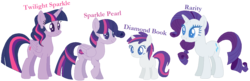 Size: 1378x444 | Tagged: safe, artist:juliahtf, rarity, twilight sparkle, oc, alicorn, pony, g4, family, female, lesbian, magical lesbian spawn, offspring, parent:rarity, parent:twilight sparkle, parents:rarilight, ship:rarilight, shipping, twilight sparkle (alicorn)