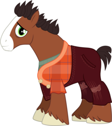 Size: 890x1001 | Tagged: safe, artist:cloudy glow, trouble shoes, earth pony, pony, g4, clothes, clothes swap, cosplay, costume, crossover, disney, male, simple background, solo, stallion, transparent background, unshorn fetlocks, when he smiles, wreck-it ralph, wreck-it ralph (character)