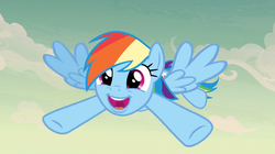 Size: 1269x709 | Tagged: safe, screencap, rainbow dash, pegasus, pony, daring done?, g4, cute, dashabetes, female, flying, happy, mare, open mouth, solo