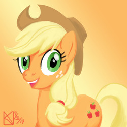 Size: 1500x1500 | Tagged: safe, artist:kelseyleah, applejack, earth pony, pony, g4, bust, female, portrait, solo