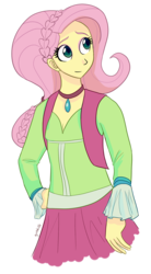 Size: 1060x1920 | Tagged: safe, artist:gintoki23, fluttershy, equestria girls, friendship through the ages, g4, alternate hairstyle, braid, clothes, female, folk fluttershy, skirt, solo
