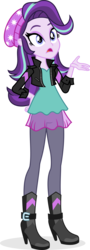 Size: 2880x8036 | Tagged: safe, alternate version, artist:punzil504, starlight glimmer, sunset shimmer, equestria girls, equestria girls specials, g4, my little pony equestria girls: mirror magic, beanie, boots, clothes, clothes swap, female, hand on hip, hat, high heel boots, jacket, leather jacket, shirt, shoes, simple background, solo, transparent background, vector