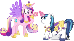 Size: 10770x5970 | Tagged: safe, artist:90sigma, princess cadance, shining armor, pony, g4, absurd resolution, female, magic, male, marriage proposal, ring, ship:shiningcadance, shipping, simple background, straight, telekinesis, transparent background, vector
