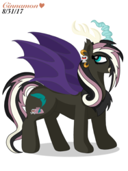 Size: 2048x2732 | Tagged: safe, artist:cinnamon-swirls, oc, oc only, oc:vampire spirit rose, hybrid, ear piercing, goth, high res, interspecies offspring, nose piercing, offspring, parent:discord, parent:fluttershy, parents:discoshy, piercing, simple background, solo, transparent background