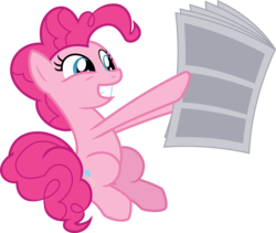 Size: 7146x6025 | Tagged: safe, artist:deyrasd, pinkie pie, earth pony, pony, daring done?, g4, absurd resolution, female, newspaper, simple background, solo, transparent background, vector