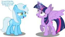 Size: 1863x1080 | Tagged: safe, artist:zacatron94, twilight sparkle, oc, oc:sweet chill, alicorn, pony, unicorn, g4, dialogue, duo, duo female, female, mare, simple background, transparent background, twilight sparkle (alicorn)