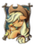 Size: 1500x2000 | Tagged: safe, artist:ruhisu, applejack, oc, oc:brave wing, earth pony, pony, g4, cowboy hat, duo, eyes closed, female, hat, mare, parents:canon x oc, plushie, rope, smiling, solo, stetson
