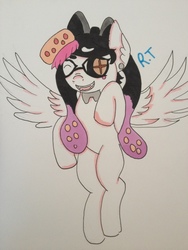 Size: 3264x2448 | Tagged: safe, artist:rainbowtashie, pegasus, pony, squid, callie, crossover, high res, nintendo, solo, splatoon, traditional art