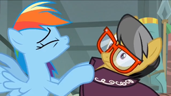 Size: 1136x640 | Tagged: safe, screencap, a.k. yearling, daring do, rainbow dash, pony, daring done?, g4