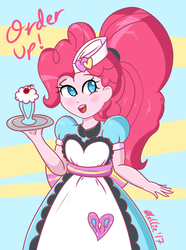 Size: 960x1288 | Tagged: safe, artist:melliedraws, pinkie pie, coinky-dink world, equestria girls, g4, my little pony equestria girls: summertime shorts, carhop, colored pupils, cute, diapinkes, female, open mouth, server pinkie pie, solo, waitress